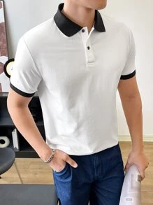 Manfinity Men Contrast Trim Polo Shirt - White - View 2