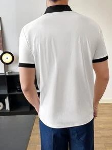 Manfinity Men Contrast Trim Polo Shirt - White - View 4