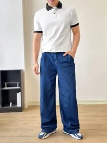 Manfinity Men Contrast Trim Polo Shirt - White - View 5