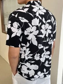 GENTILAND 男士印花襯衫 - 黑與白 - 查看 2