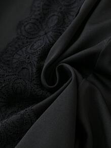 SHEIN LUNE Plus Guipure Lace Insert Butterfly Sleeve Tee - Black - View 5