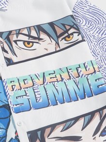 Manfinity Men Figure & Letter Graphic Shirt - Multicolor - View 3