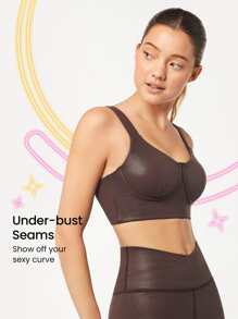 GLOWMODE Foiled Leather Effect Bustier Bra - Maroon - View 2