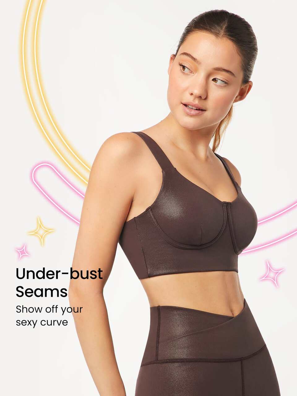 Foiled Leather Effect Bustier Bra