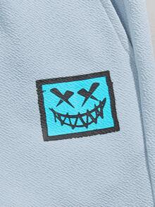 Manfinity Men Cartoon Graphic Tee & Drawstring Waist Shorts - Baby Blue - View 4