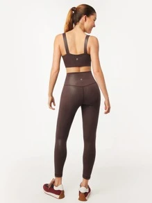 GLOWMODE Foiled Leather Effect Bustier Bra - Maroon - View 7