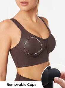 GLOWMODE Foiled Leather Effect Bustier Bra - Maroon - View 4