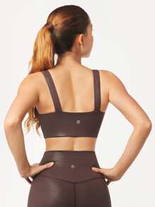 GLOWMODE Foiled Leather Effect Bustier Bra - Maroon - View 3