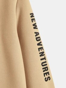 SHEIN Boys Letter Graphic Pullover - Khaki - View 4