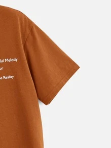 SHEIN Boys Figure & Slogan Graphic Tee - Brown - View 3