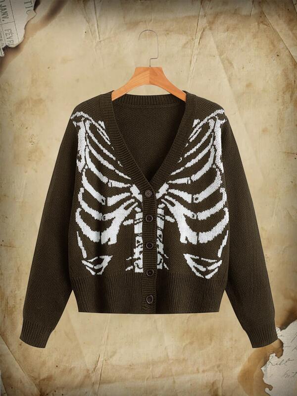 Skeleton Pattern Cardigan SHEIN