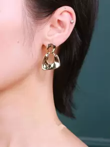 Geometric Drop Earrings - Yellow Gold - View 3