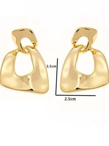 Geometric Drop Earrings - Yellow Gold - View 5