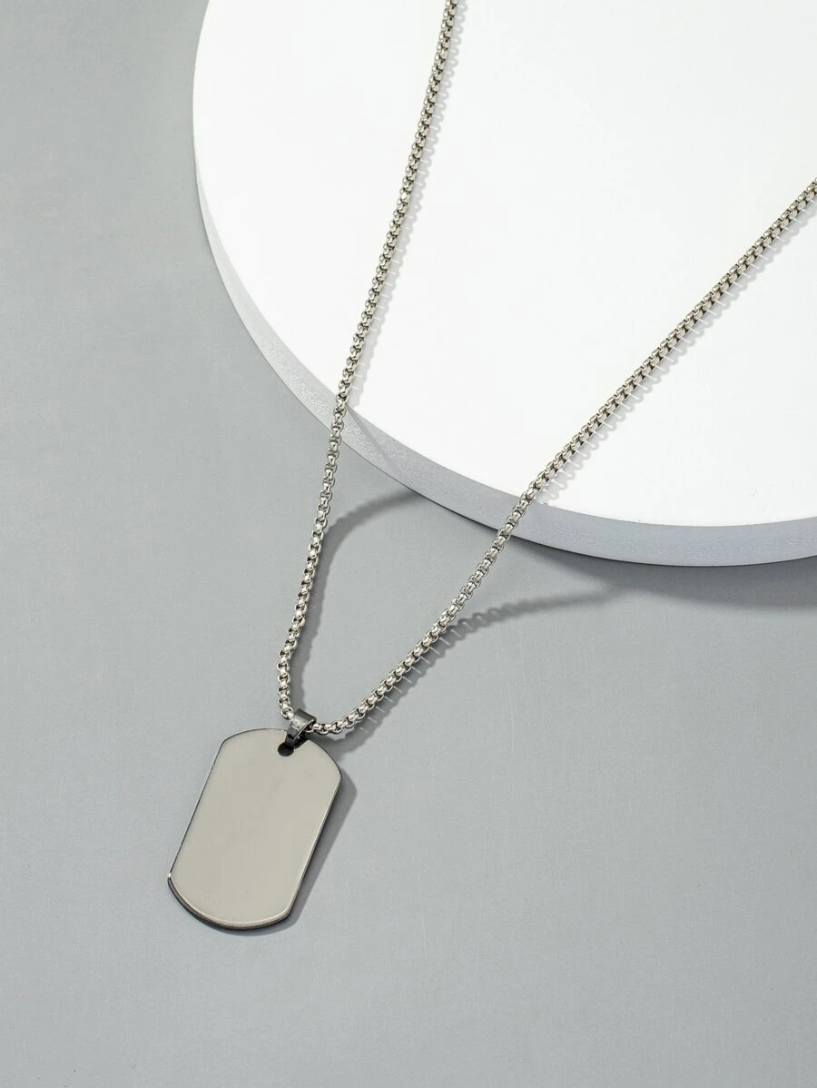 Fashionable And Popular Men Geometric Pendant Necklace Alloy For Jewelry Gift And For A Stylish Look - Silver - View 1