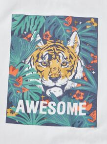 SHEIN 小男童老虎和熱帶圖案背心上衣和短褲 - 彩色 - 查看 6