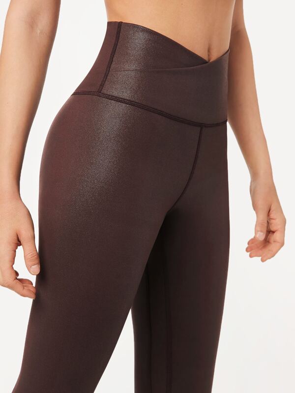 GLOWMODE 24" Foiled Leather Effect Shimmering Metallic Yoga Tights