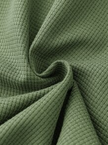 SHEIN LUNE Plus Solid V Neck Bishop Sleeve Tee - Green - View 3