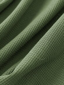 SHEIN LUNE Plus Solid V Neck Bishop Sleeve Tee - Green - View 5