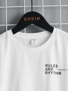 SHEIN Boys Slogan Graphic Tee & Joggers - Black and White - View 3