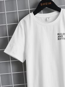 SHEIN Boys Slogan Graphic Tee & Joggers - Black and White - View 4