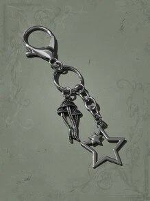 ROMWE Goth Mushroom & Star Charm Keychain - Silver - View 2