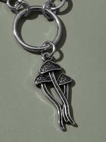 ROMWE Goth Mushroom & Star Charm Keychain - Silver - View 3