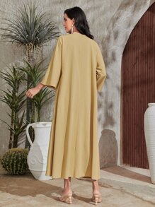 Al Najma Batwing Sleeve Open Front Coat & Floral Print Cami Dress - Multicolor - View 2