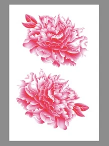 1sheet Flower Pattern Tattoo Sticker - Pink - View 1