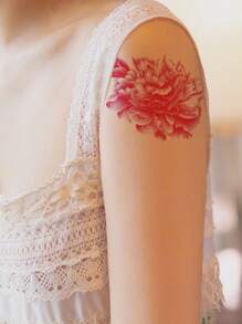 1sheet Flower Pattern Tattoo Sticker - Pink - View 3