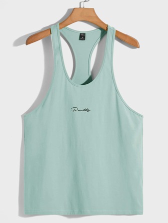 SHEIN Hombres Top tank con estampado de letra de espalda nadador