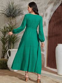 Mulvari Lantern Sleeve Ruffle Hem Dress