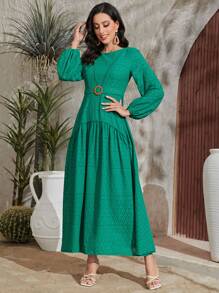 Mulvari Lantern Sleeve Ruffle Hem Dress