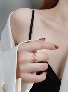 Nooxian Trang trí ngôi sao Rhinestone vòng bít xếp lớp - Vàng - Xem 3