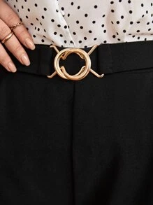 SHEIN Frenchy 大碼高腰腰帶闊腿短褲 - 黑色 - 查看 6