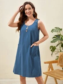 EMERY ROSE 雙口袋背心洋裝