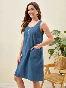 EMERY ROSE 雙口袋背心洋裝