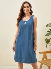 EMERY ROSE 雙口袋背心洋裝