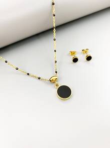 Vòng cổ Charm & Hoa tai Stud - Vàng - Xem 1