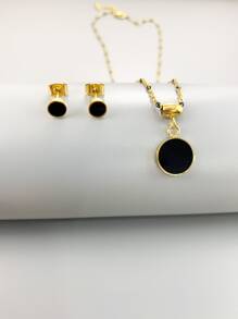 Vòng cổ Charm & Hoa tai Stud - Vàng - Xem 2