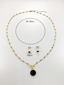 Vòng cổ Charm & Hoa tai Stud - Vàng - Xem 3