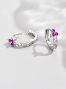 Hoa tai dạng vòng trang trí bằng đá Zirconia - Bạc - Xem 1