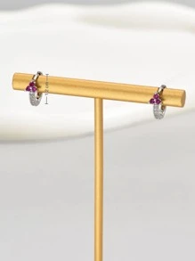 Hoa tai dạng vòng trang trí bằng đá Zirconia - Bạc - Xem 3