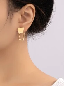1 Pair Of Stylish Simple Earrings - Yellow Gold - View 1