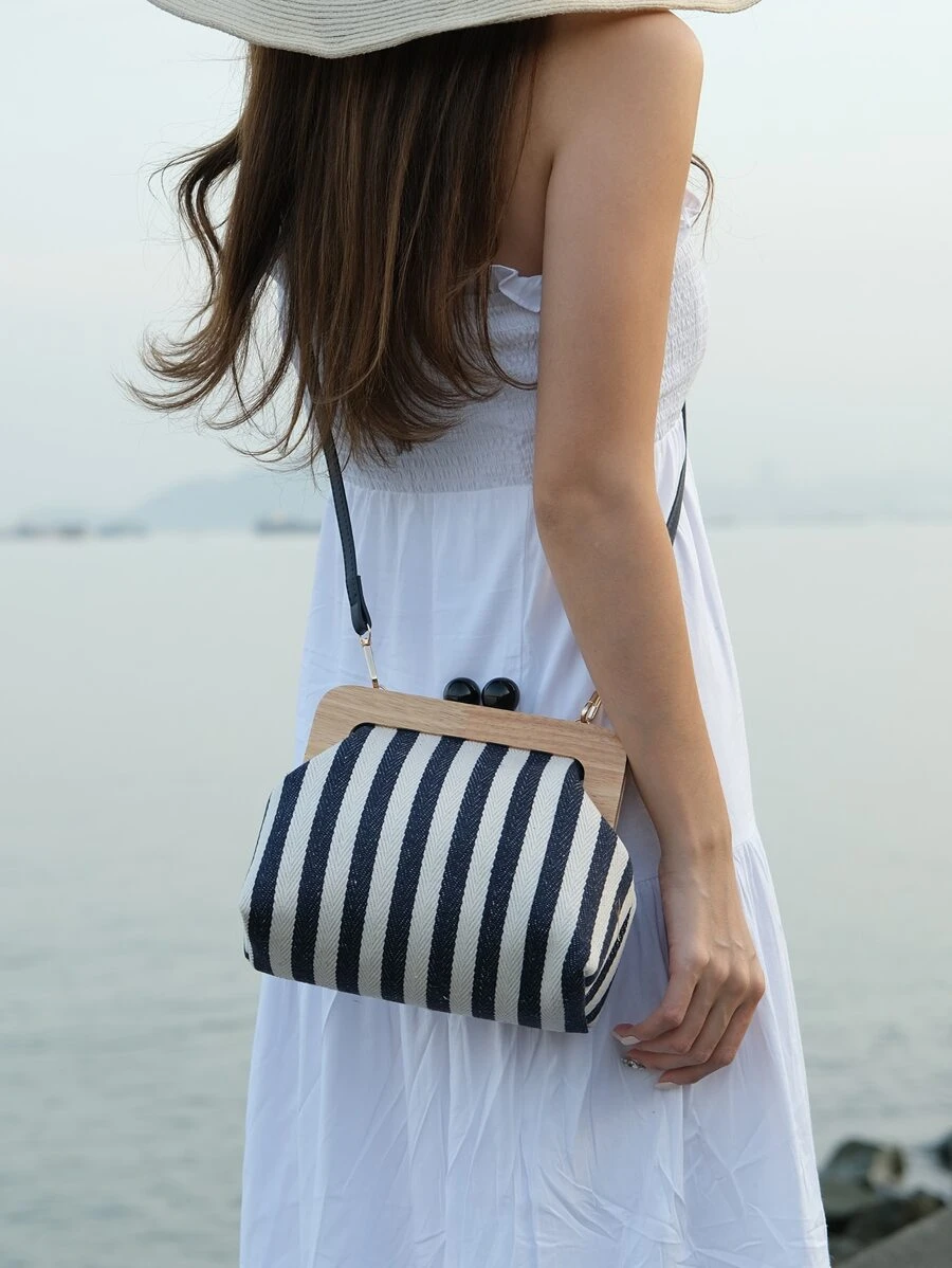 女士手拿包、晚装斜挎包、女孩设计师时尚条纹手提包、时尚新奇零钱包，适合新娘婚礼派对俱乐部、母亲节礼物 - 彩色 - 查看 1