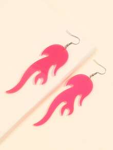 Flame Drop Earrings - Hot Pink - View 1