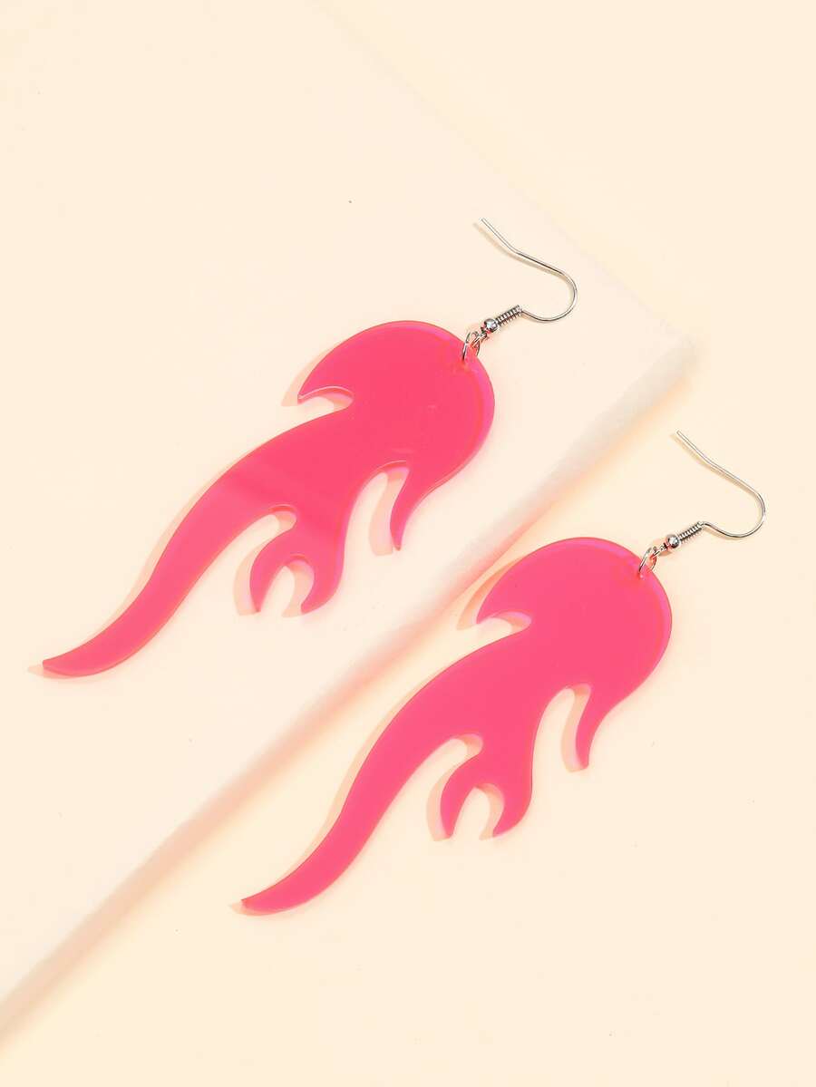 Flame Drop Earrings - Hot Pink - View 1