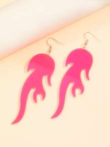 Flame Drop Earrings - Hot Pink - View 2