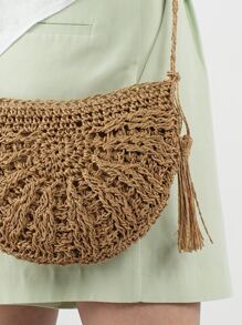 Minimalist Hollow Out Design Straw Bag - Khaki - View 3
