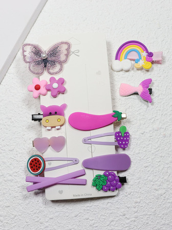 12 piezas Horquilla con flor y mariposa