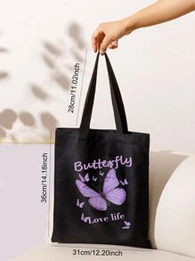 Letter Print Shopper Bag School Bag,Large Capacity,Classic Casual,Foldable,Portable, Suitable For Teen Girls Women College Students Valentines - Multicolor - View 3